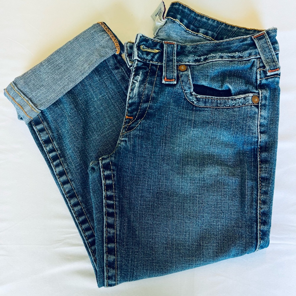 True Religion Blue Denim Jean Capri size 29 stretch